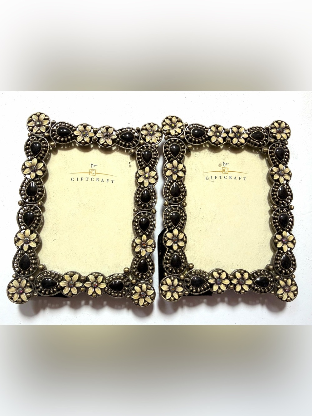 Ornate Floral Photo Frame Set - Toned with Black Accents